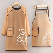tpu防水防油长袖罩衣女，厨房家用围裙定制logo印字免洗餐饮工作服