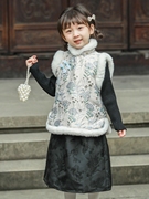 女童旗袍背心棉衣冬季宝宝中国风马夹唐装儿童复古马甲新年拜年服