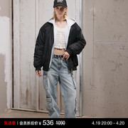 IEWH 23年秋冬加厚棉衣外套棒球服女上衣休闲飞行员夹克