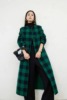 2023秋冬双面羊毛羊绒外套女气质时尚中长款绿色格子呢子大衣