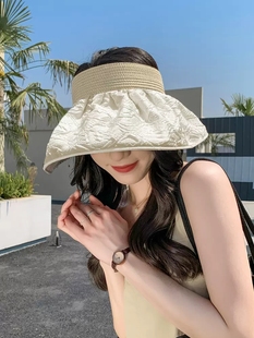 夏季遮阳防晒帽防紫外线遮脸空顶太阳帽子凉帽时尚女夏天贝壳网红