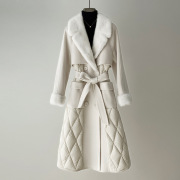 2023冬季高端鹅绒羽绒服，女长款时尚流行白色大衣毛呢外套