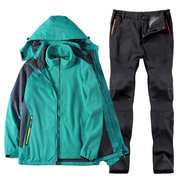 冬季户外冲锋衣男女两件套三合一加厚防水透气潮牌登山服衣裤套装