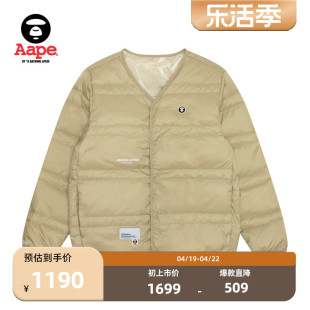 Aape男装秋冬双面穿猿颜徽章字母迷彩羽绒服外套7631XXL