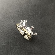 欧美复古字母撞色泰银戒指女开口原创设计小众轻奢个性指环