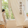 日式棉麻纱帘透光不透人窗帘，ins风卧室飘窗窗纱，奶油色客厅阳台亚