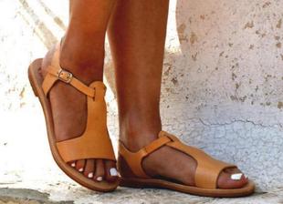 Sandals㊣希腊 手作迷人复古简约露趾平底丁字式真皮罗马凉鞋