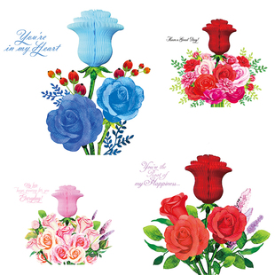 韩国制创意玫瑰表情人蜂窝香氛3d立体情侣表白女神情人节万用贺卡