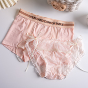 粉色蝴蝶结~情侣内裤性感，纯欲蕾丝男女同款，一对少女风情人节礼物