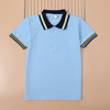 夏装儿童校服短袖T恤浅蓝色黄条纹POLO衫男女童幼儿园服学生班服
