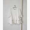 出口日本外贸原单女夏短袖纯棉T恤白色甜美层叠荷叶边宽松裙摆式t