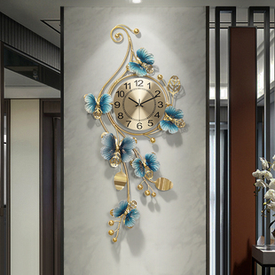 家用时尚创意时钟客厅，轻奢个性艺术挂钟，新中式风玄关钟表大气挂表