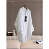 白色棉麻衬衫初秋女装，慵懒法式polo领设计感上衣，宽松洋气衬衣