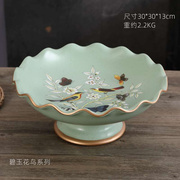 高档美式陶瓷水果盘摆件创意欧式果盘套装客厅茶几摆件家居装饰品