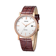 瑞士情侣手表对表 不锈钢石英表男女款 皮带简约镶钻防水手表