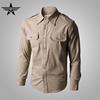 美国101空降师兄弟连同款卡其色男式修身纯棉衬衫衣军绿加厚长袖