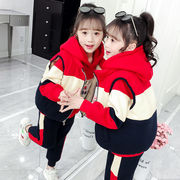 女童加绒冬款三件套装2024洋气时尚网红冬装韩版加绒加厚卫衣