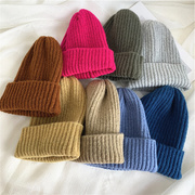 针织毛线帽子女秋冬季保暖尖尖帽韩版学生百搭休闲护耳套头帽