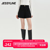 杰茜莱时尚黑色百搭直筒短裤女装春秋季显瘦打底裤 jessyline