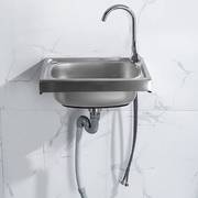 不锈钢单水槽洗菜盆厨房家用洗碗菜洗手水池盆大小挂墙式带支架