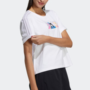 Adidas阿迪达斯NEO短袖女装运动服透气休闲圆领上衣短款T恤H45102