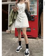Exclusive type韩国小众设计蕾丝花边拼接修身显瘦吊带气质连衣裙