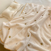 韩国ins婴儿毛毯秋冬可爱笑脸超软宝宝盖，毯双层加厚幼儿园小被子