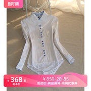 秋装工装韩版显瘦ol职业，女式衬衣长袖短袖秋白色连体衬衫