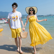 海边拍照情侣装波西米亚沙滩长裙超仙女普吉岛泰国三亚穿搭男套装