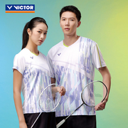 2024victor胜利羽毛球服速干t恤短袖男女，专业比赛运动服40010