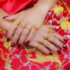 镀金戒指镀黄金结婚新娘，戒指栀子花金戒指，女简约指环活口