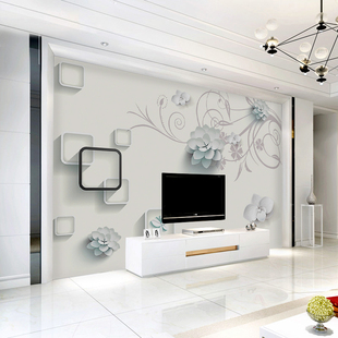 电视背景墙壁纸简约立体大气，定制壁画墙纸8d客厅墙装饰墙布