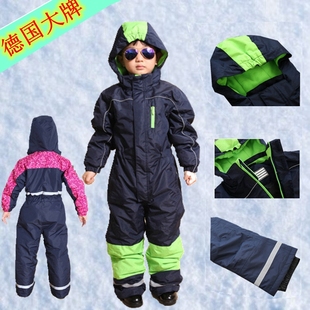 德国大牌儿童连体滑雪服男童女童加厚保暖冬季防风防水户外冲锋衣