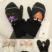F+韩国2023冬款男女童加绒可爱手套连指护手防风