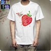 日系小清新草莓泼墨白色气质短袖t恤男女上衣女装上衣半袖ins潮