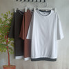 日本订单 夏季高支针织撞色短袖T恤衫 大码男装 胸围106-120cm