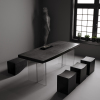 炭化黑色白蜡木泡茶桌椅组合大板桌，实木茶台会议桌亚克力悬浮餐桌