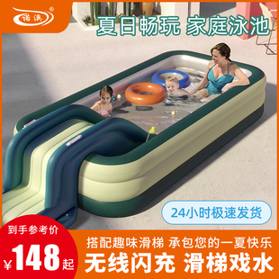 家庭游泳池带滑梯儿童宝宝小孩大人室外家用户外大型可折叠泳池