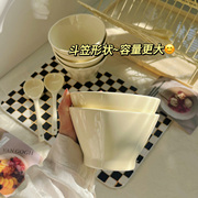 可爱奶fufu陶瓷斗笠碗，餐具奶油ins家用米饭碗面，碗勺子釉下彩套装