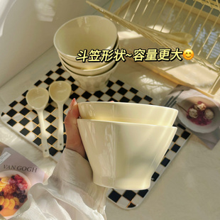 可爱奶fufu陶瓷斗笠碗，餐具奶油ins家用米饭，碗面碗勺子釉下彩套装