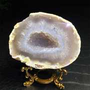 巴西天然迷你玛瑙聚宝盆原石，摆件紫晶洞，钱袋黄白水晶簇办公室
