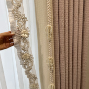 美式法式卧室婚房女儿房紫色加厚浮雕雪尼尔高温定型遮光窗帘