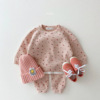 ins韩版婴儿衣服华夫格卫衣，休闲套装1-2周岁，春秋季女童网红两件套