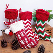 圣诞节饰品礼物袋圣诞老人袜子大号糖果针织袋挂件配饰场景布置