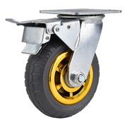 6寸橡胶重型万向轮4寸5寸8寸静音耐磨定向轮子，平板车推车工业脚轮