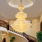 新欧式复式楼客厅大吊灯别墅楼中楼酒店大堂楼梯中空金色水晶