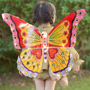 手工立体透明彩绘蝴蝶翅膀diy材料幼儿园儿童彩色精灵手绘画发光