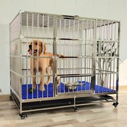 不锈钢动物大型中型犬狗笼子室内小型折叠带厕所宠物金毛单层狗窝