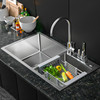 厨房水槽洗菜盆双槽304不锈钢，水池加厚菜盆洗碗槽手工洗碗池家用