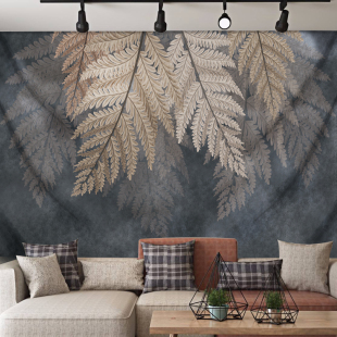 北欧ins风电视背景墙壁毯，客厅卧室挂布挂毯现代轻奢植物树叶壁画